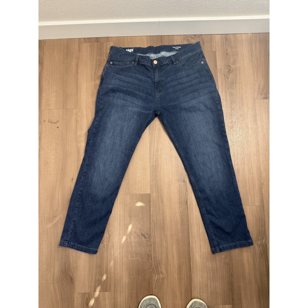 Mugsy Jeans Mens 40x30 Medium Wash Blue Fultons Slim Tapered Denim Casual